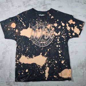 AC/DC Graphic Shirt Mens XL Black Bleach Splatter Rock Band Tee 2021 Distressed